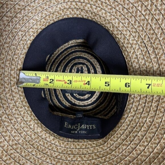 Eric Javits Squishee Womens Bucket Hat Beige Black Stripe UPF 50+ Beach Bohemian - Picture 12 of 13